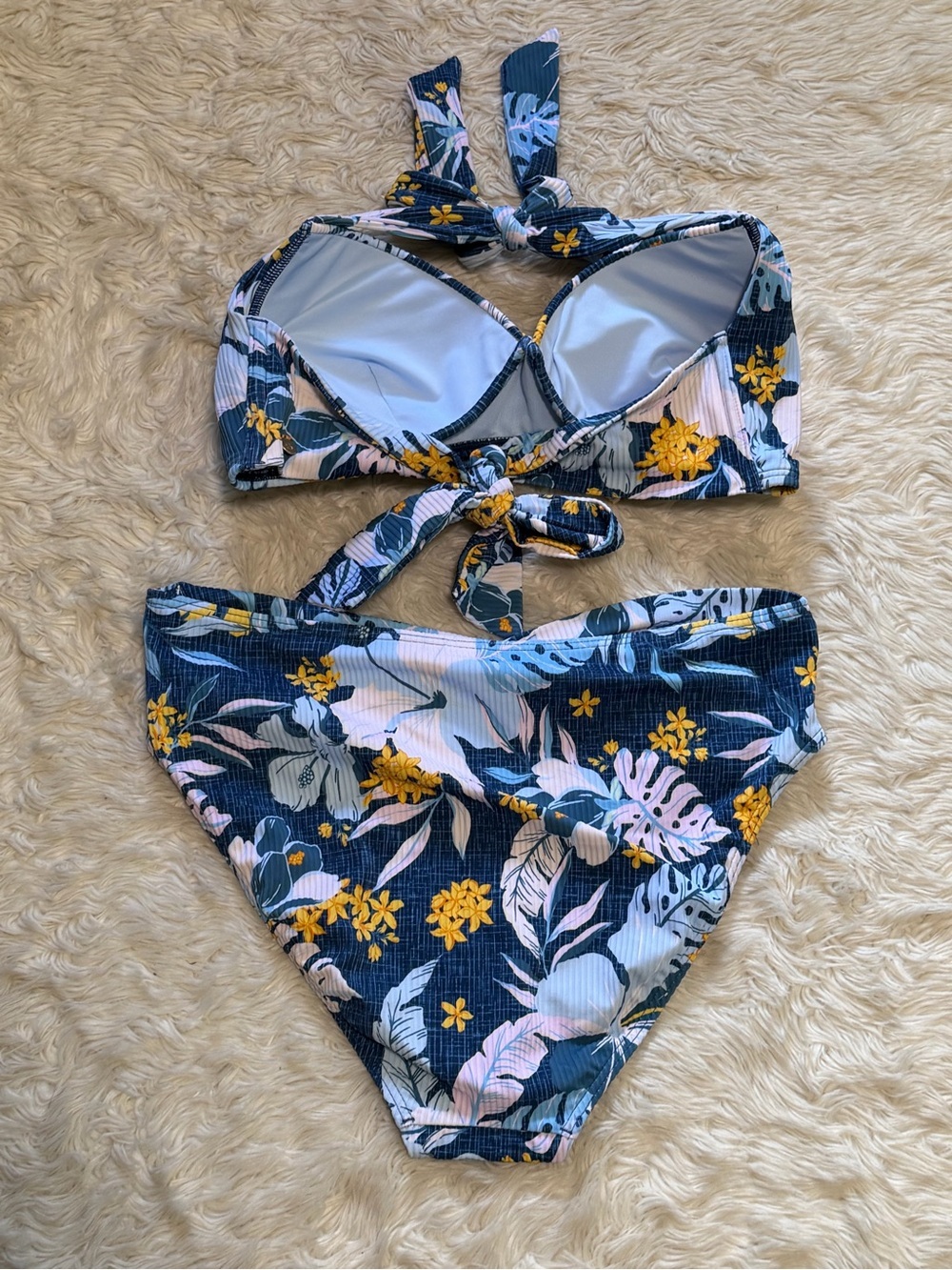 NWT Sunseeker Australia Floral Ribbed Bikini Set Size - US 12 B-D Cup - Picture 2 of 6
